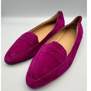 Talbots Francesca Keeper Driving Magenta Pink Suede Leather Loafers Sz 8 Chic‎